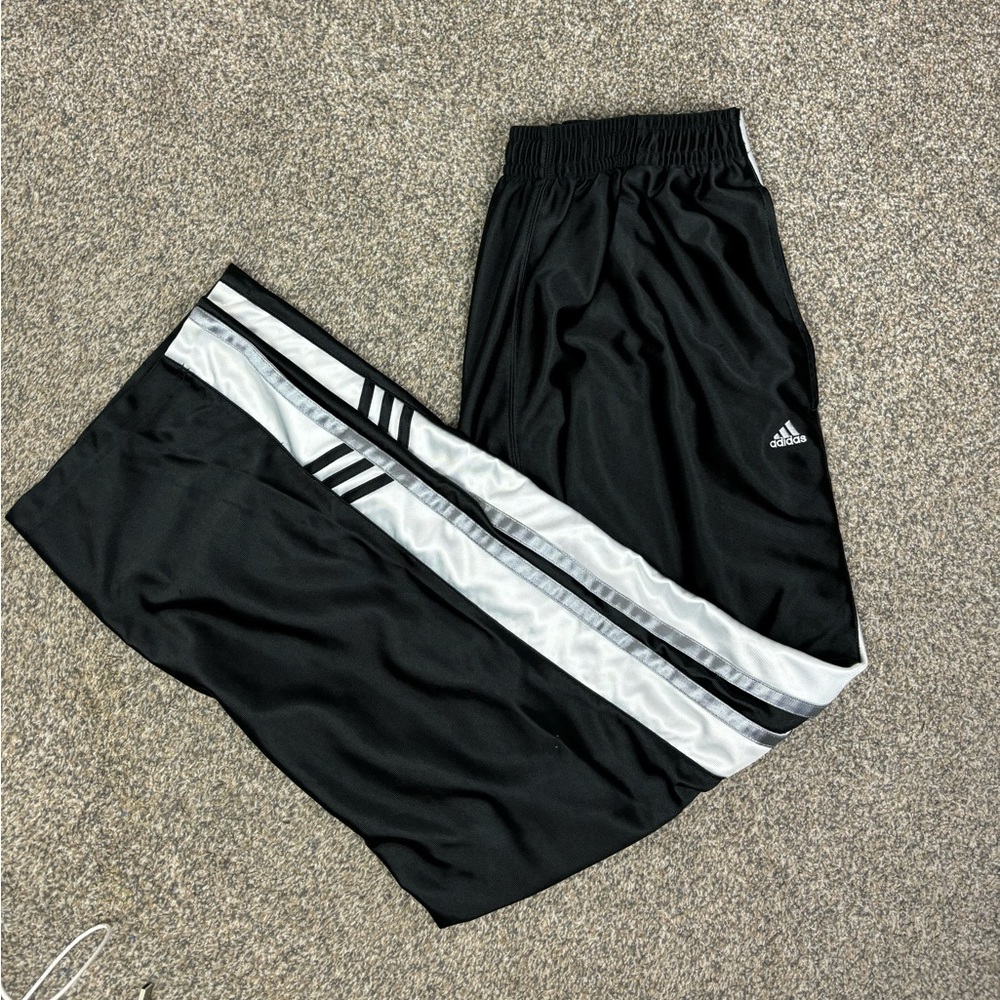 Vintage adidas hoops basketball black tear away track pants